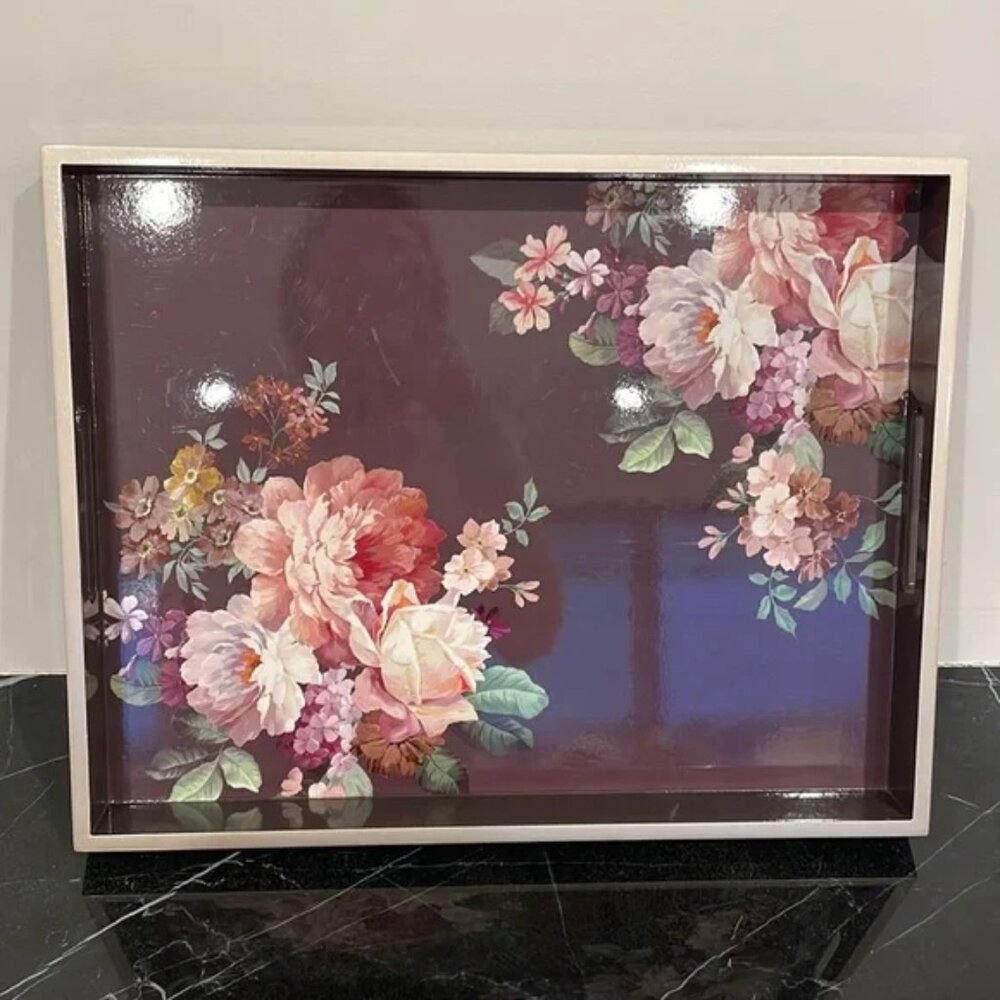 Fringe Studio Tray Lacquer Excellent Condition Rare & Retired Pink & Grey Hues